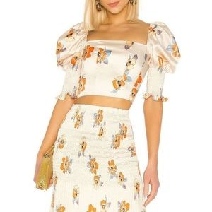 NICHOLAS Smocked Bustier Floral Top - US 4